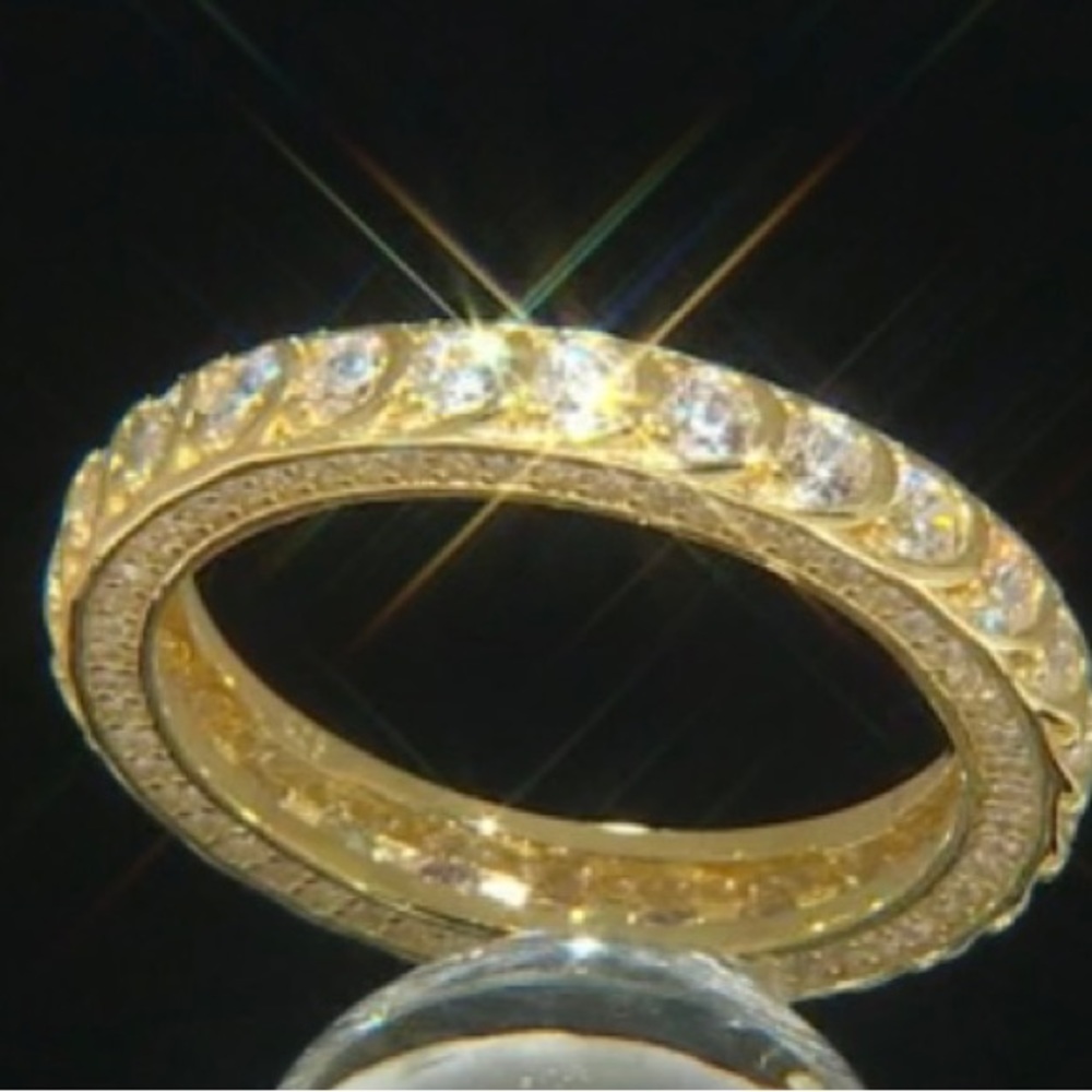 3.09ctw White Diamond Simulant 18k Yellow Gold Over Sterling Silver Ring